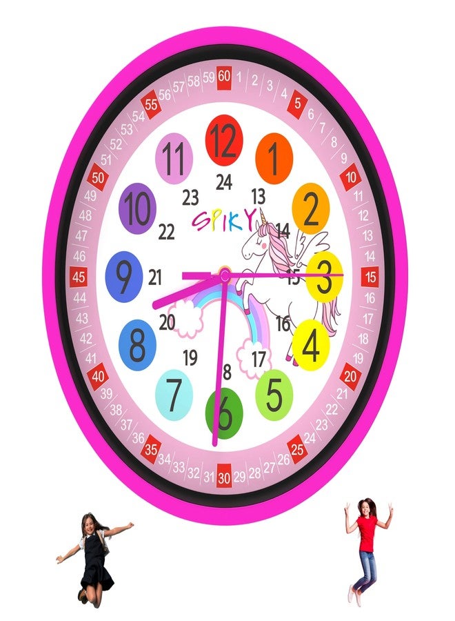 SPIKY Kids Stylish Wall Clock for Bedroom, Living Room, Classroom, Decorative Wall Clock, Playroom and Nursery | Multi Coloured Hour and Minutes Hand | Return Gift | Birthday Gift for Boys and Girls - Image 1